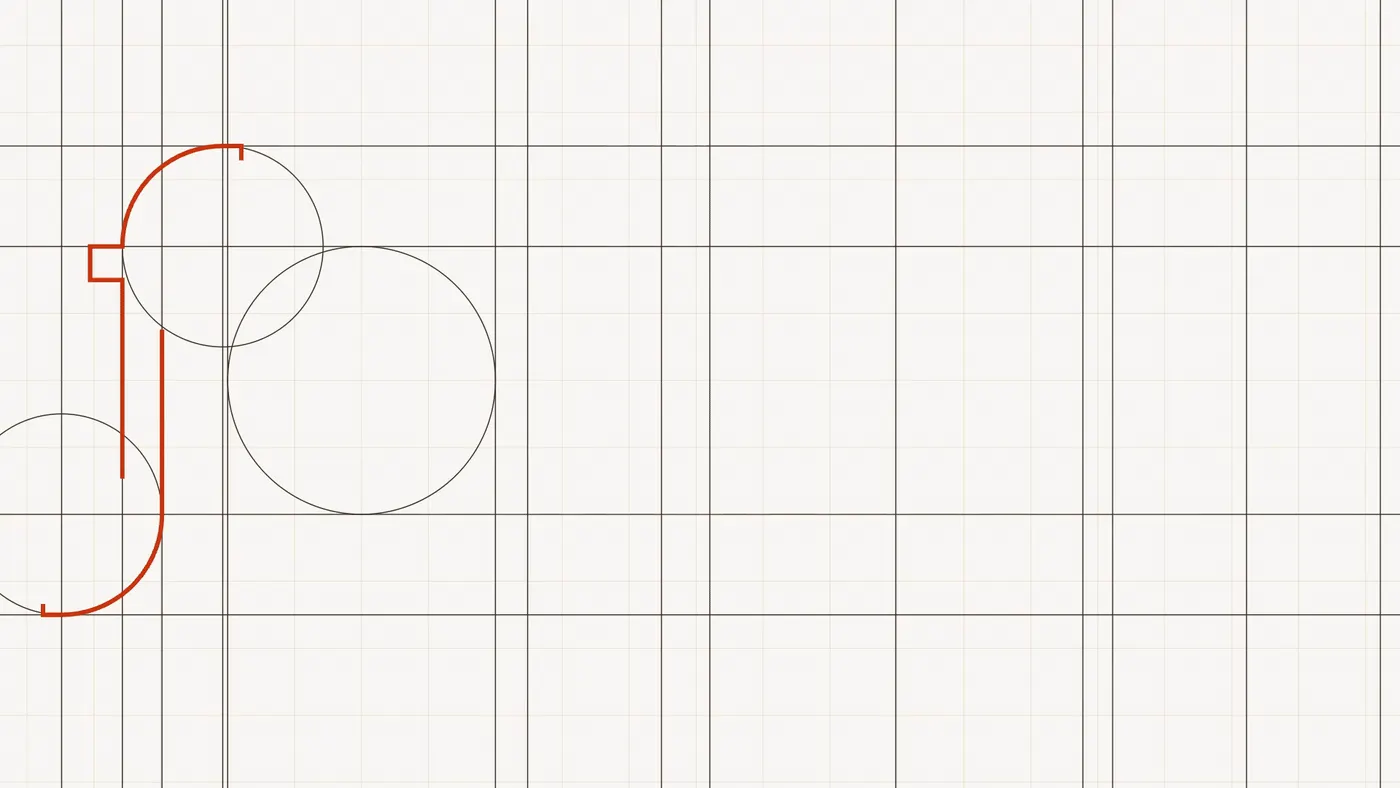 Animation: the outlined wordmark filling in with rust
