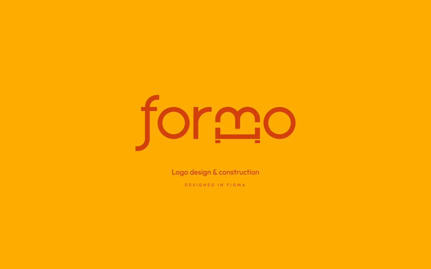 The Formo wordmark on amber: logo design and construction, designed in Figma