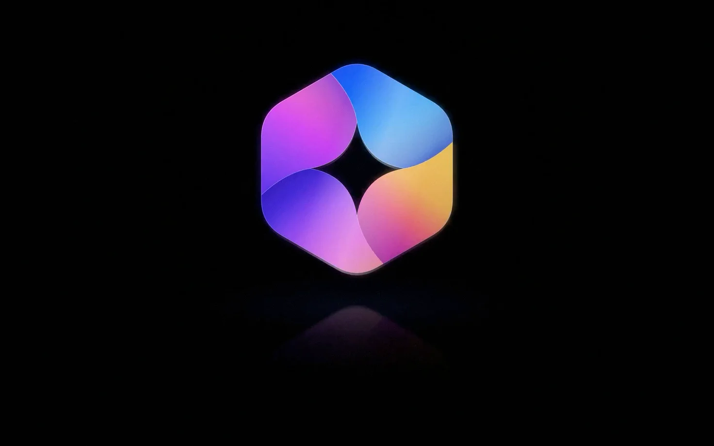 The new TheOptimizer logo on black: four coloured ribbons folded into a hexagon around a four-point star