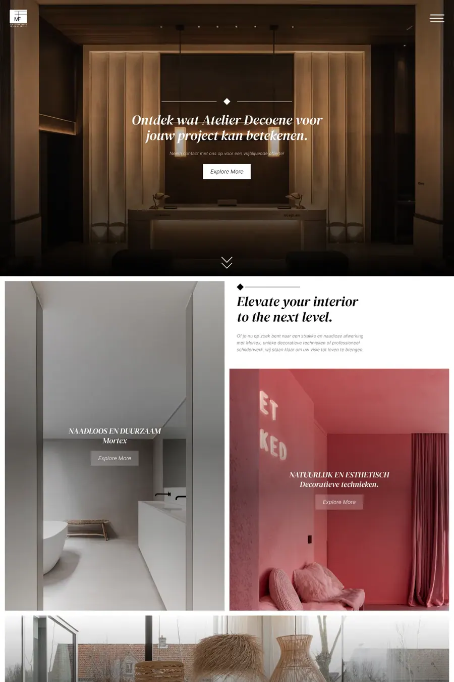 Atelier Decoene · interior finishes site: A calm website for an interior finishes studio.