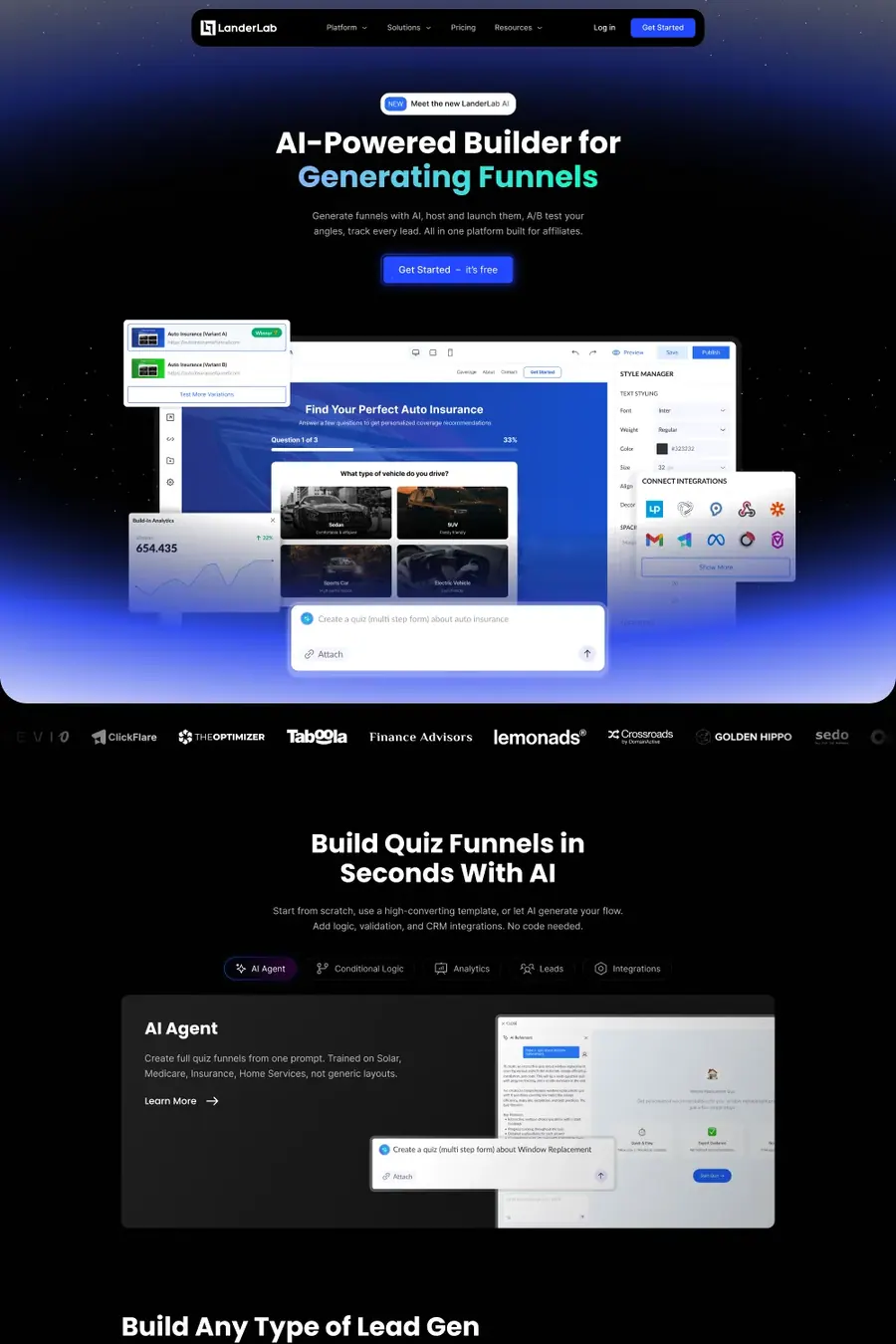 LanderLab · shipped marketing site: The shipped marketing site.