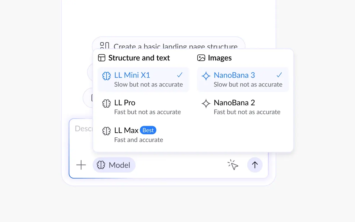 Model Switch · speed vs accuracy: Speed vs. accuracy trade-offs explained in one dropdown.