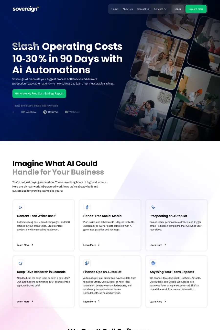 Sovereign AI · product landing page: Landing page for an AI product.
