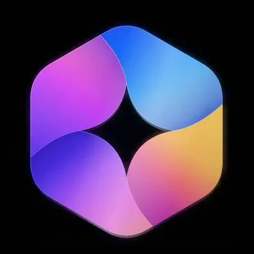 The TheOptimizer logo: four glass ribbons folded into a hexagon around a star